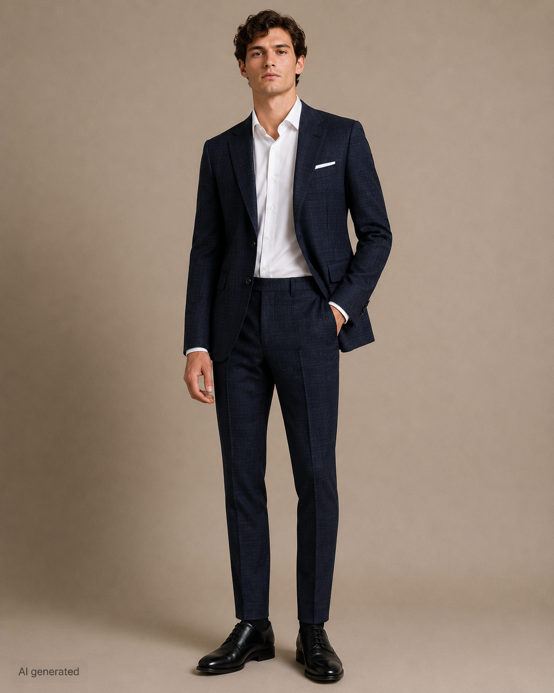 Sötétkék kockás super slim fit Digel öltöny