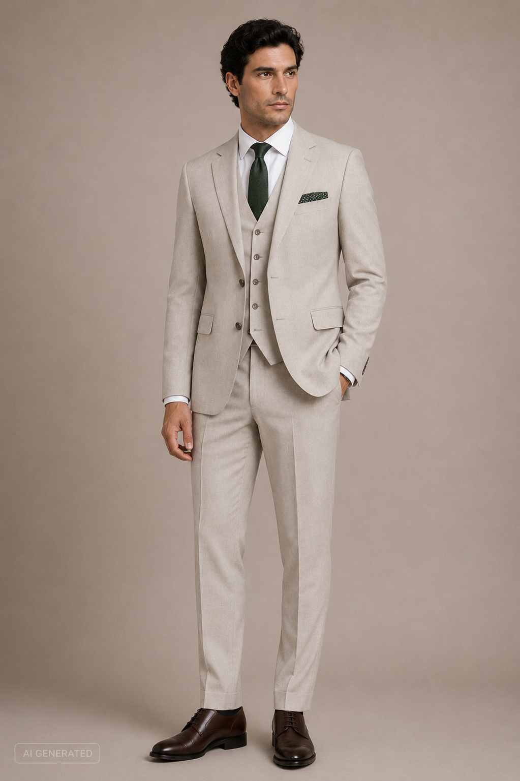 Hűvös bézs slim fit Digel öltöny